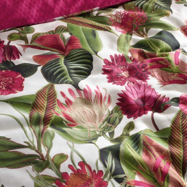 Housse de couette + taie(s) d'oreiller "Garden" - satin de coton - fuchsia – Image 3