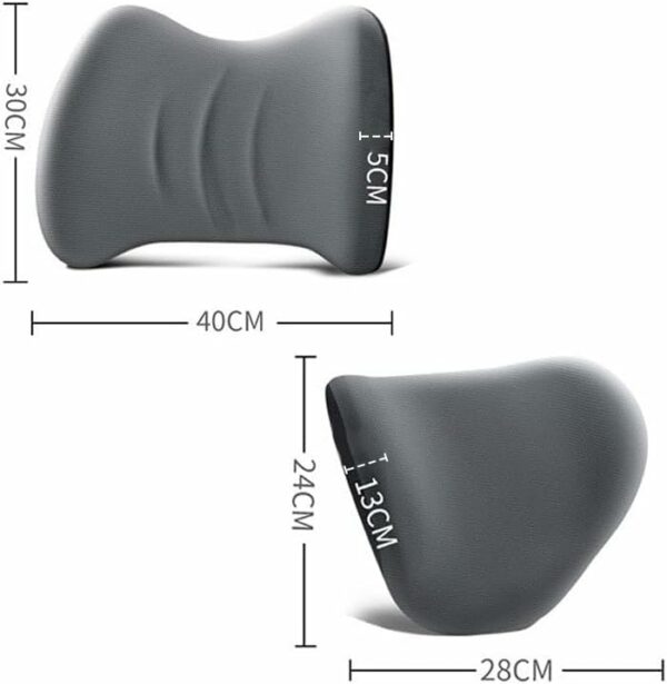 Aauto Appuie-tête ergonomique et coussin lombaire pour siège de voiture, coussin de nuque pour adulte, 100 % mousse à mémoire de forme – Image 3