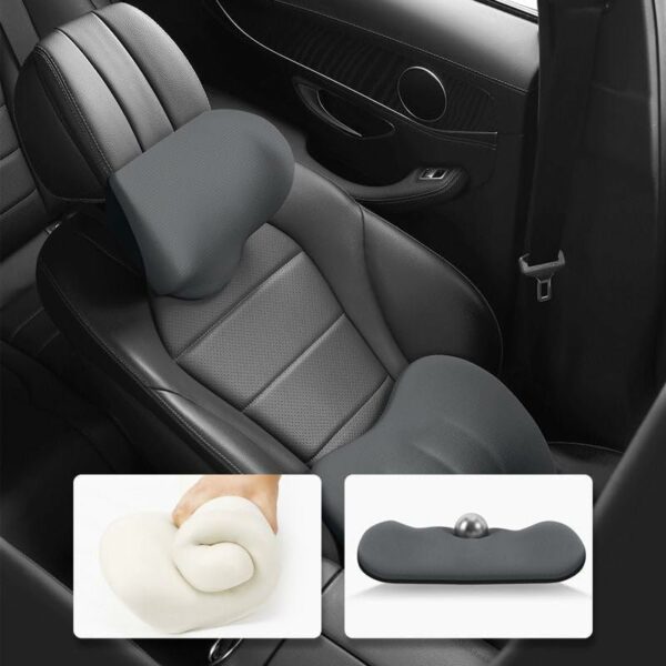 Aauto Appuie-tête ergonomique et coussin lombaire pour siège de voiture, coussin de nuque pour adulte, 100 % mousse à mémoire de forme – Image 5