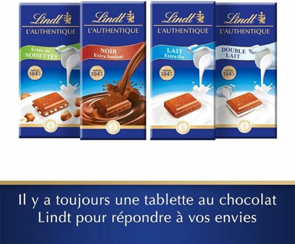 Chocolat Lindt - Lot de 5 Tablettes L'AUTHENTIQUE - Chocolat Noir - Extra Fondant, 5x100g – Image 5