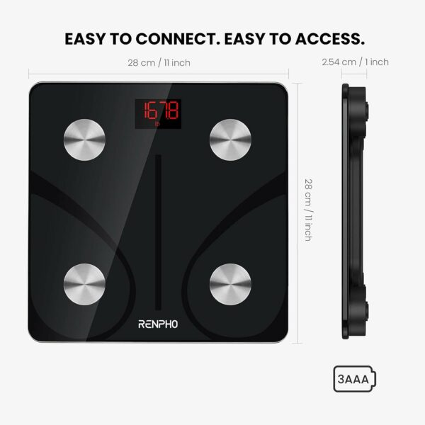 Balance Pese Personne, Balance Connectée Bluetooth Pèse Personne Impédancemètre, Balance Impedancemetre avec 13 Données Corporelles (BMI/Graisse Corporelle/Masse Osseuse/BMR/Muscle/Eau), Elis 1 – Image 3