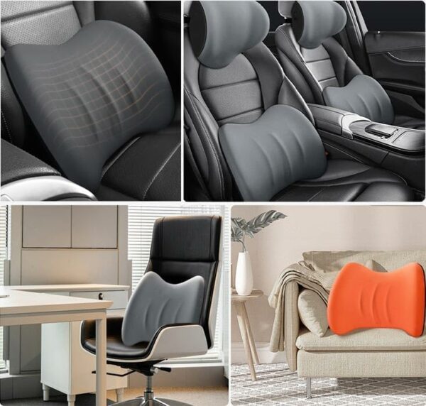 Aauto Appuie-tête ergonomique et coussin lombaire pour siège de voiture, coussin de nuque pour adulte, 100 % mousse à mémoire de forme – Image 4
