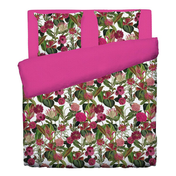 Housse de couette + taie(s) d'oreiller "Garden" - satin de coton - fuchsia – Image 2