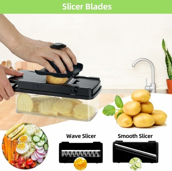 Coupe legumes Mandoline de Cuisine, Multifonctions 15 en 1 avec séparateur d'oeuf – Image 4