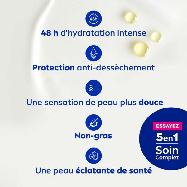 Lait Peaux sèche  Nourrissant 48h Nivea (400ml) – Image 4