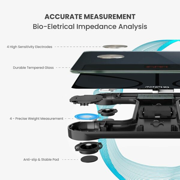 Balance Pese Personne, Balance Connectée Bluetooth Pèse Personne Impédancemètre, Balance Impedancemetre avec 13 Données Corporelles (BMI/Graisse Corporelle/Masse Osseuse/BMR/Muscle/Eau), Elis 1 – Image 5