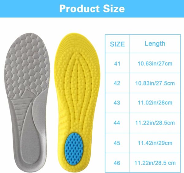 Semelles intérieures respirantes en mousse à mémoire de forme - Élastique - Absorption des chocs - Confortable - Pour chaussures de sport - Pour homme et femme - 41 à 46 – Image 5