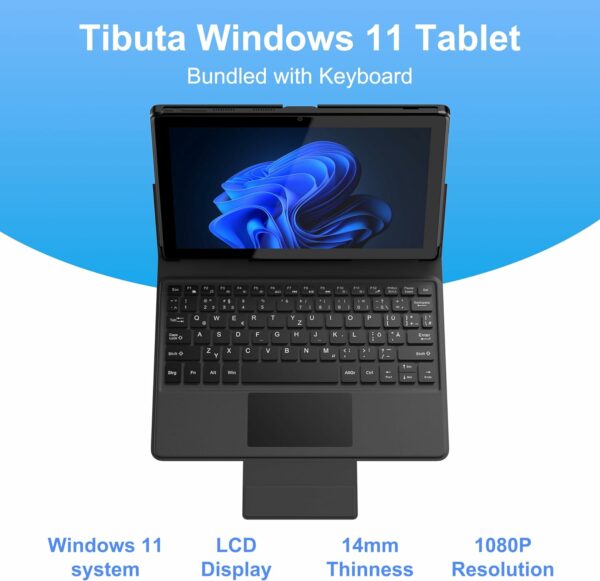 Tablette Windows 11 avec étui, processeur Intel Celeron N4100 Quad Core, 6 Go de RAM 128 Go de ROM, Clavier français Amovible, 1280 x 800 IPS, Appareil Photo 5 MP + 2 MP, WiFi, Bluetooth – Image 2