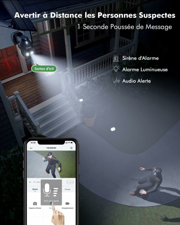 Camera Surveillance WiFi Exterieure sans Fil Solaire, 2.4GHz – Image 3