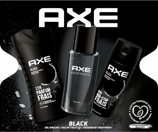 Axe Coffret Eau de Toilette 100ml, Déodorant 200ml & Gel Douche 250ml Black x1 – Image 4