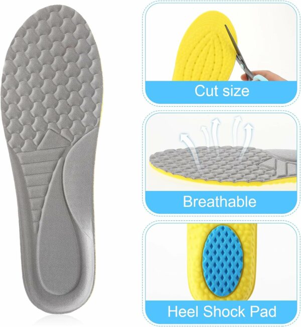 Semelles intérieures respirantes en mousse à mémoire de forme - Élastique - Absorption des chocs - Confortable - Pour chaussures de sport - Pour homme et femme - 41 à 46 – Image 7