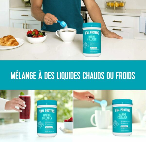 Vital Proteins Marine Collagen, Collagène à boire, Complément Alimentaire, Peptides de Collagène Marin Hydrolysés, Non Aromatisé, 221g – Image 2