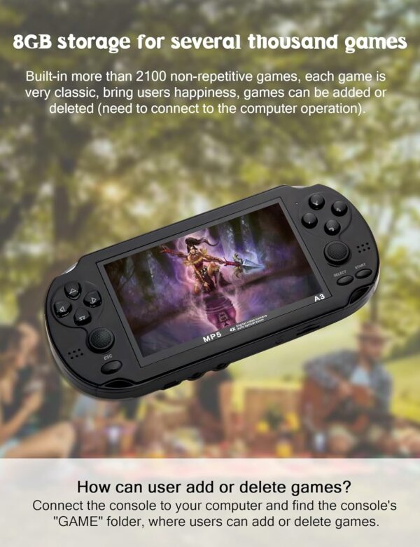 CZT Console de Jeux vidéo 4,3 Po 8 Go intégrée à 2100 Jeux gratuits pour Plusieurs simulateurs Console de Jeu Portable Vidéo/Musique Ebook – Image 5