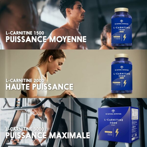 L-CARNITINE Naturelle 2000. 150 Capsules 75 jours. Pre-Workout Sportives Energie Résistance et récupération. – Image 3