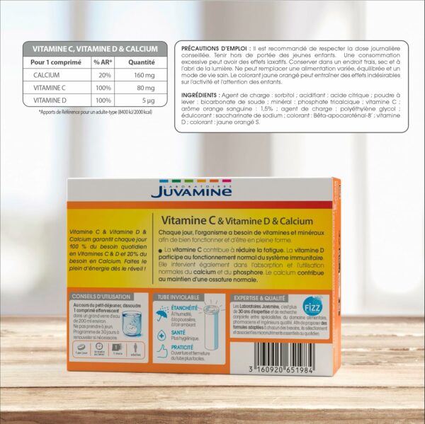 JUVAMINE - Vitamine C Vitamine D & Calcium - 30 Comprimés Effervescents – Image 3