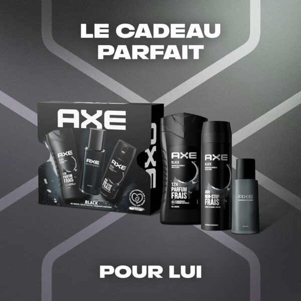 Axe Coffret Eau de Toilette 100ml, Déodorant 200ml & Gel Douche 250ml Black x1 – Image 2