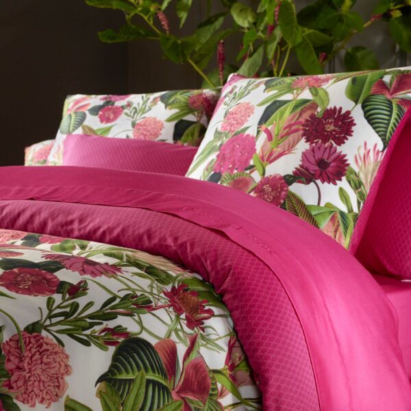 Housse de couette + taie(s) d'oreiller "Garden" - satin de coton - fuchsia – Image 4