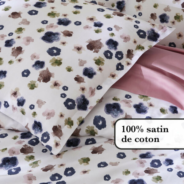 Ensemble housse de couette + taie(s) d'oreiller "Exotique Flower" - satin de coton - multicolore – Image 3