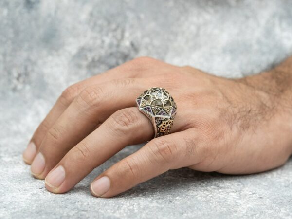 Bague Hagia Sophia pour homme , Bagues en argent faites à la main pour hommes , Bague pour hommes Islam , Bague homme turc , Bagues mosquée – Image 2