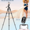 Trepied Smartphone 172cm, Trépied Appareil Photo Léger en Aluminium avec Télécommande et Support Téléphone, Portable Trépied Caméra pour iPhone Samsung Huawei – Image 6