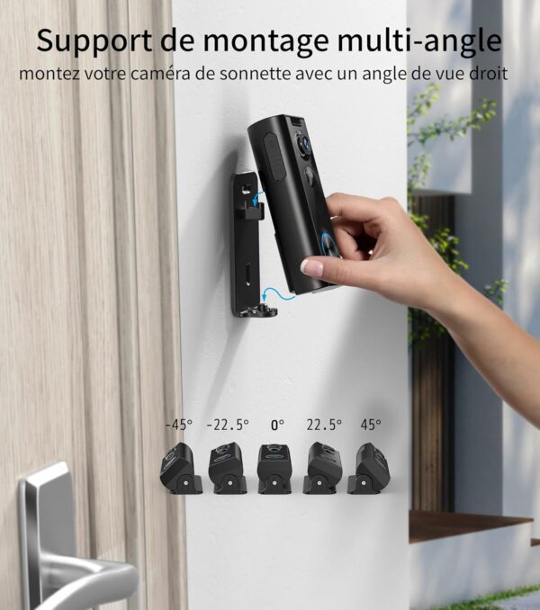 Ankway Sonnette sans Fil avec Camera - Caméra à Batterie Réglable avec Carillonn, 2,4G, FHD 2K, Détection PIR, Vision Nocturne, Audio Bidirectionnel, Étanche, Stockage SD et Cloud, Exterieur [Classe énergétique A+++] – Image 4