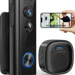 Ankway Sonnette sans Fil avec Camera - Caméra à Batterie Réglable avec Carillonn, 2,4G, FHD 2K, Détection PIR, Vision Nocturne, Audio Bidirectionnel, Étanche, Stockage SD et Cloud, Exterieur [Classe énergétique A+++]