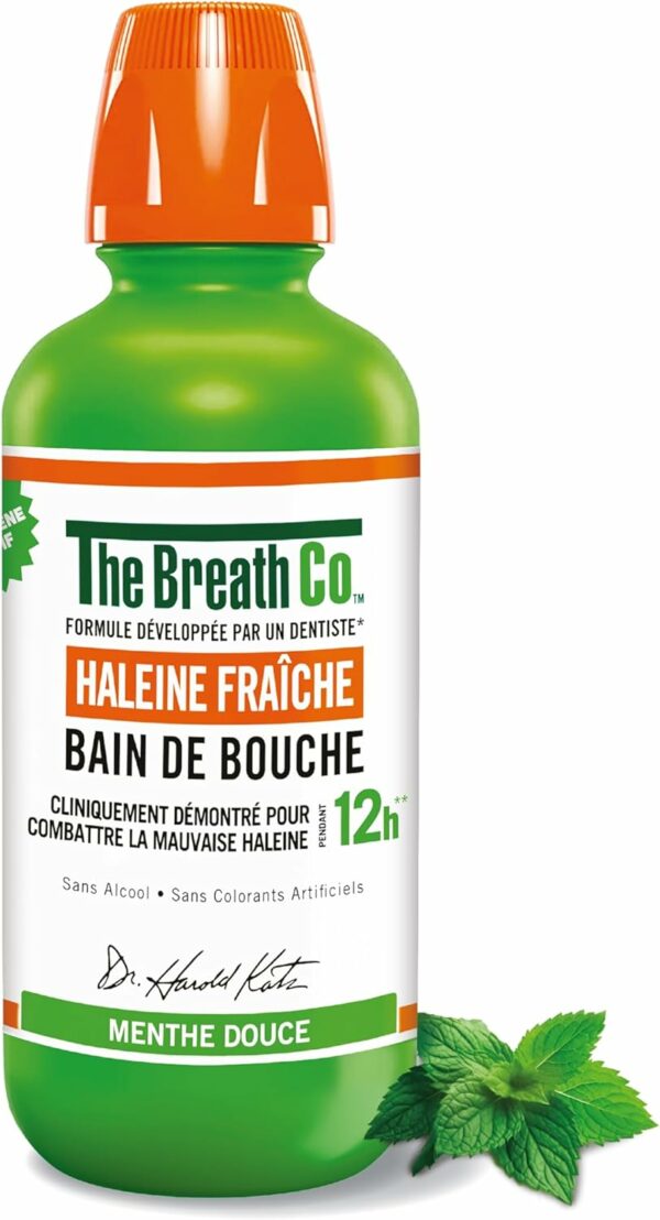 The Breath Co - Bain de Bouche Sans Alcool - Formule développée par un dentiste - Haleine Fraîche pendant 12 heures* - Menthe Douce, 500ml – Image 5