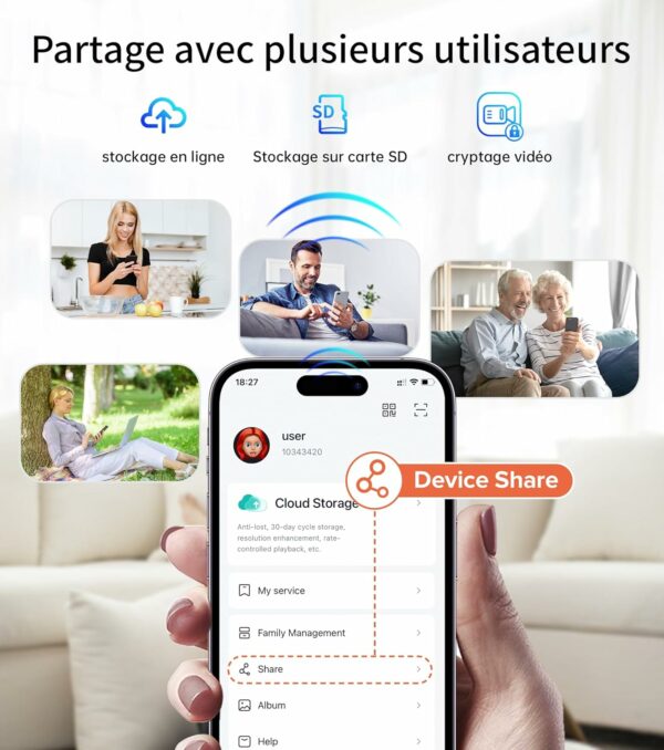 Ankway Sonnette sans Fil avec Camera - Caméra à Batterie Réglable avec Carillonn, 2,4G, FHD 2K, Détection PIR, Vision Nocturne, Audio Bidirectionnel, Étanche, Stockage SD et Cloud, Exterieur [Classe énergétique A+++] – Image 3