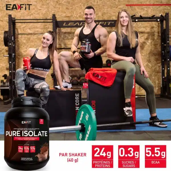 EAFIT - Pure Isolate - Whey Protein Isolate - Whey pour Prise de Masse et Musculation - 26g de Proteine, 5,8g de BCAA - Faible en sucres et matières grasses - 750 g - Vanille - Marque FR – Image 4
