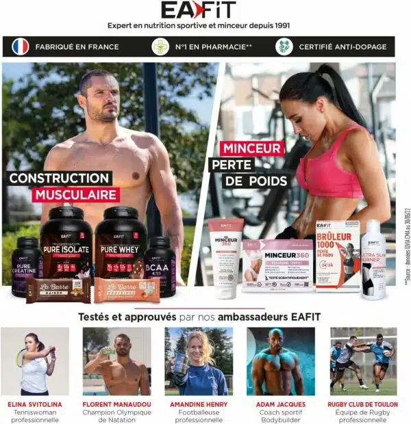 EAFIT - Pure Isolate - Whey Protein Isolate - Whey pour Prise de Masse et Musculation - 26g de Proteine, 5,8g de BCAA - Faible en sucres et matières grasses - 750 g - Vanille - Marque FR – Image 2