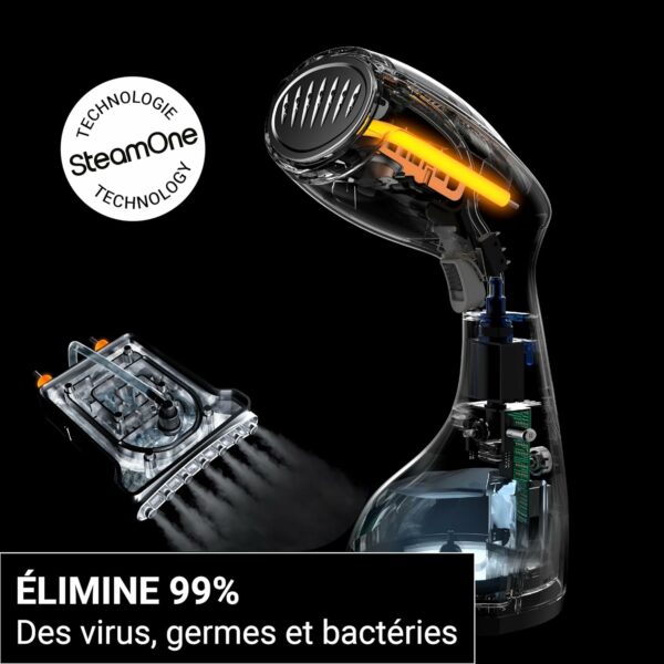 STEAMONE - Defroisseur Vapeur Portatif 1400W 24g/min - Steamer de Voyage, Autonomie 11min (260ml) - Prêt en 30s - Cable 2m - Intuitif et Performant - Tout Tissu EUTAC140B – Image 5