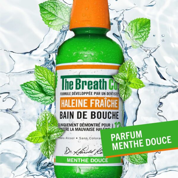 The Breath Co - Bain de Bouche Sans Alcool - Formule développée par un dentiste - Haleine Fraîche pendant 12 heures* - Menthe Douce, 500ml – Image 2