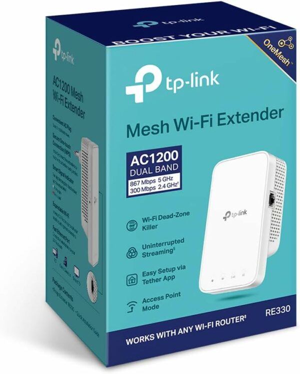 TP-Link Repeteur WiFi RE330, Amplificateur WiFi AC1200 Mbps, Port Ethernet Gigabit, Repeteur WiFi Puissant, compatible avec les box internet, profitez sans changer votre Box – Image 6