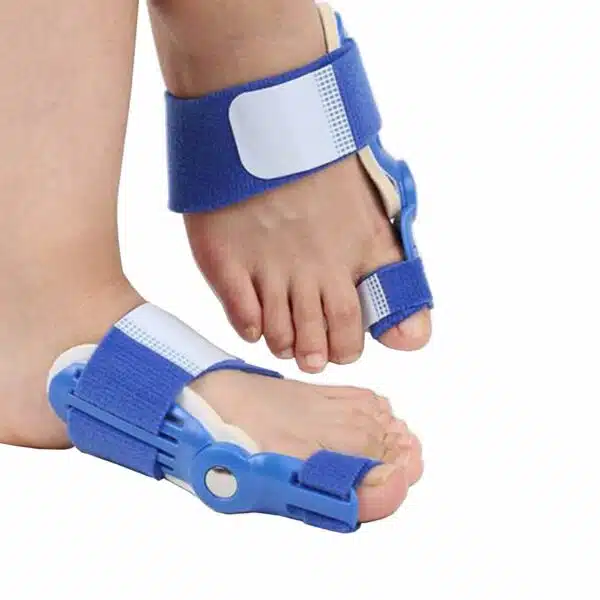 Paskyee Lot de 2 correcteurs d'oignons, orthèses orthopédiques pour homme et femme, attelle réglable avec séparateur d'orteils pour soulager l'oignon, bleu