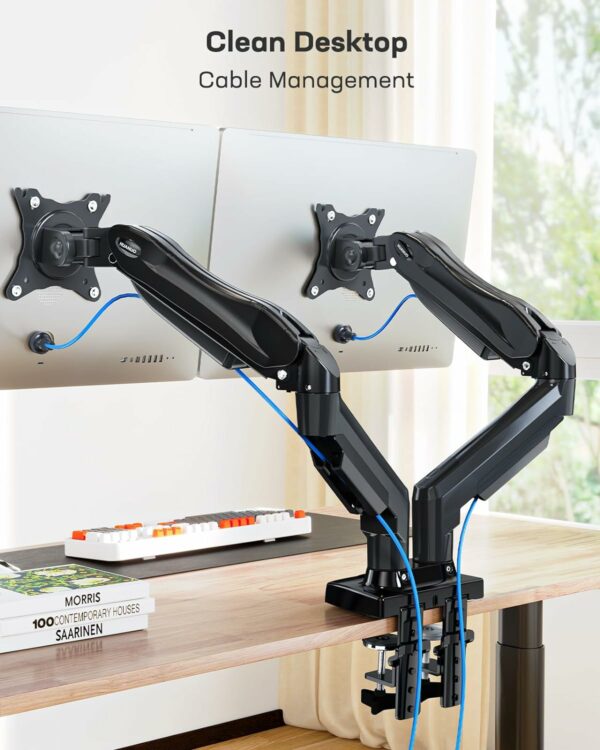 HUANUO Support Ecran PC 2 Ecran de 13 à 32 Pouces, Bras pour Écran Pc pour Écrans Plats, Bras Ecran PC VESA 75x75/100x100mm – Image 4
