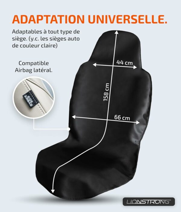 LIONSTRONG® Housses de siège de voiture pour siège avant - Universellement compatible - Imperméables - Housses de siège avant - Protection de siège auto - Protection de siège d'atelier – Image 2