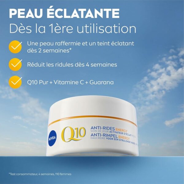 NIVEA Coffret Visage Q10 Energy (1 x 1 pce) - Soins visage anti-rides - Routine crème hydratante visage et éclat à la Vitamine C - Crème jour FPS15 + crème nuit énergisante peaux ternes & fatiguées – Image 7