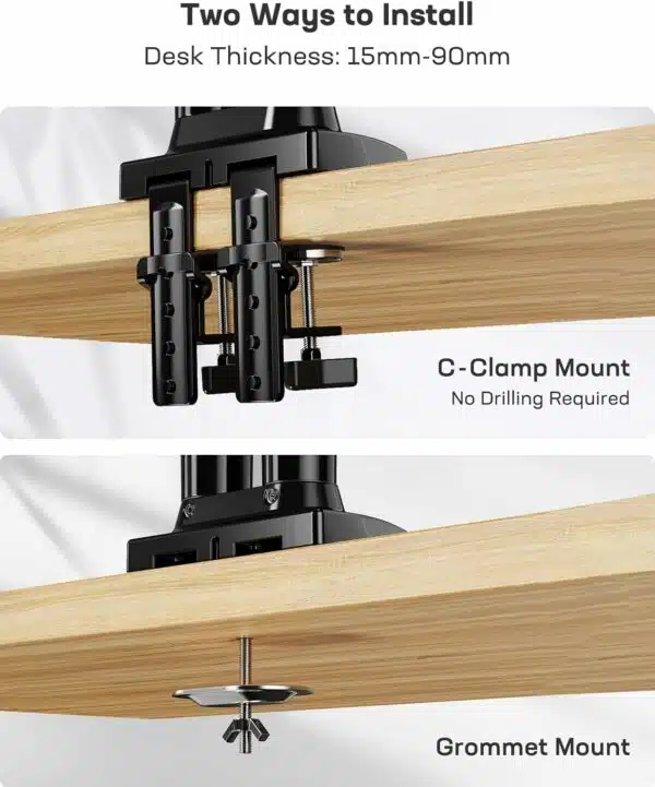 HUANUO Support Ecran PC 2 Ecran de 13 à 32 Pouces, Bras pour Écran Pc pour Écrans Plats, Bras Ecran PC VESA 75x75/100x100mm – Image 3