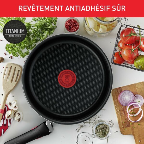 Tefal Ingenio Lot de 3 poêles 22/24/26 cm + poignée amovible, Pas d’induction, Revêtement antiadhésif, Indicateur de chaleur, Base Diffusion, Empilable, Fabriqué en France, Easy Cook N Clean L1579002 – Image 7
