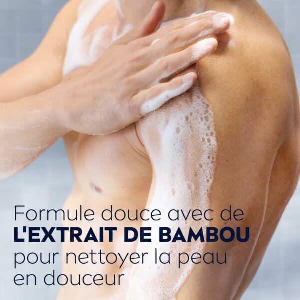 NIVEA MEN Gel Douche Sensitive (lot 6 x 250 ml) — Soin lavant enrichi à l'extrait de Bambou — Gel douche homme 3 EN 1 — Soin nettoyant doux Corps Visage & Cheveux pour les peaux sensibles – Image 6