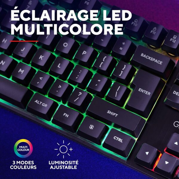 Trust Gaming GXT 835 Azor Clavier Gamer Filaire AZERTY Français, Éclairage LED Arc-en-Ciel, Mode Jeu, 8 Touches Anti-ghosting, Clavier Gaming à Membrane USB, PC/Ordinateur Portable - Noir – Image 2
