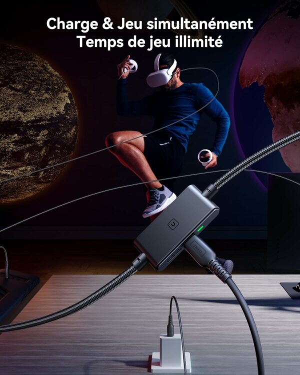 INIU Câble Link 5m, Compatible avec Meta Oculus Quest 3s Quest 3 2 1 Quest Pro, Pico 4 Accessoire et PC Steam VR, Câble de liaison USB 3.0 haute vitesse de transfert de données USB C – Image 6