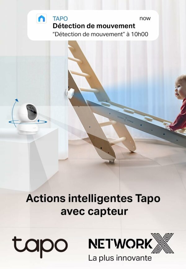 Tapo 2K(3MP) Caméra Surveillance WiFi intérieure 360° C210, Vision nocturne, Notifications en temps réel, Détection de personne, Suivi de mouvement, Télécommande, Compatible avec Alexa – Image 2