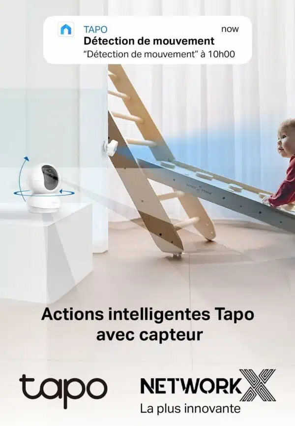 Tapo 2K(3MP) Caméra Surveillance WiFi intérieure 360° C210, Vision nocturne, Notifications en temps réel, Détection de personne, Suivi de mouvement, Télécommande, Compatible avec Alexa – Image 2