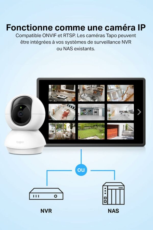 Tapo 2K(3MP) Caméra Surveillance WiFi intérieure 360° C210, Vision nocturne, Notifications en temps réel, Détection de personne, Suivi de mouvement, Télécommande, Compatible avec Alexa – Image 4