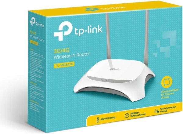 TP-Link 300 Mbps 3G/4G Single-Band Wi-Fi Router, 1x 2.0 USB Port, 5x Fast WAN/LAN Ports, Connect up to 32 devices, WPS Button, No Configuration Required, UK Plug (TL-MR3420) – Image 3