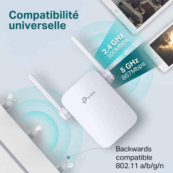 TP-Link Répéteur WiFi RE305 Amplificateur WiFi AC1200, WiFi Extender jusqu'à 120㎡, répéteur wifi puissant avec un port Ethernet, Compatible avec toutes les box internet, Jusqu'à 120m²|18 appareils – Image 7
