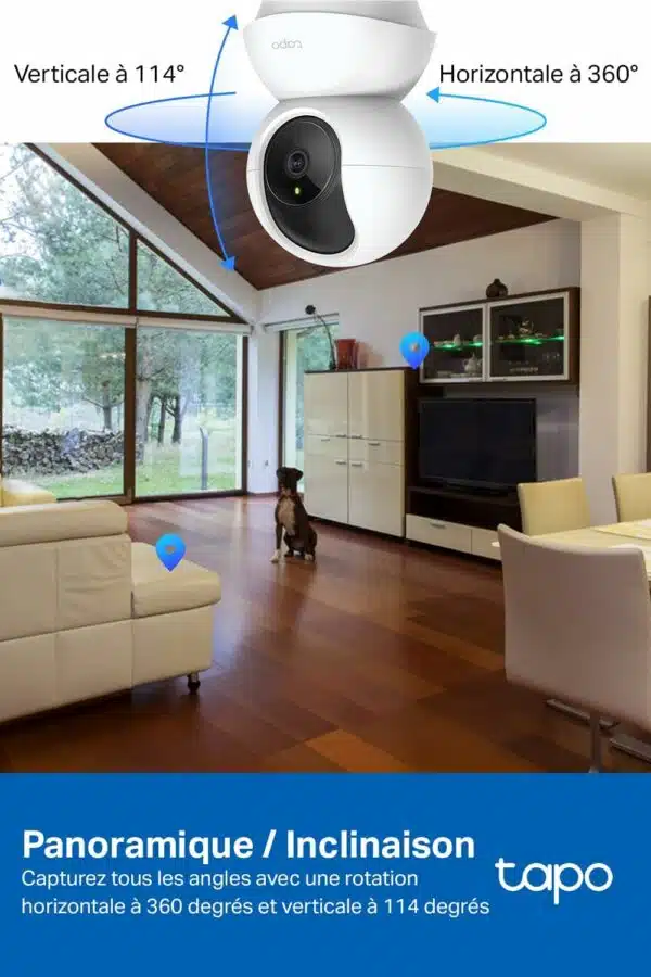 Tapo 2K(3MP) Caméra Surveillance WiFi intérieure 360° C210, Vision nocturne, Notifications en temps réel, Détection de personne, Suivi de mouvement, Télécommande, Compatible avec Alexa – Image 7