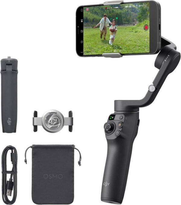 DJI Stabilisateur pour smartphone OSMO Mobile 6, en trois axes pour téléphones, bras extensible intégré, portable et pliable, stabilisateur pour vidéoblogs, vidéos YouTube et TikTok, gris ardoise