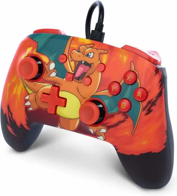 PowerA Manette filaire améliorée pour Nintendo Switch, modèle Switch OLED et Nintendo Switch Lite, accessoire de jeu, manette de jeu, manette filaire, sous licence officielle- Pokémon:Charizard Vortex – Image 6